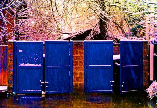 dumpsters while snowing