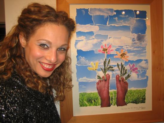 AMP Performer Nathalie Broizat with Exhibiting AMP Artist Jason Jenn's painting