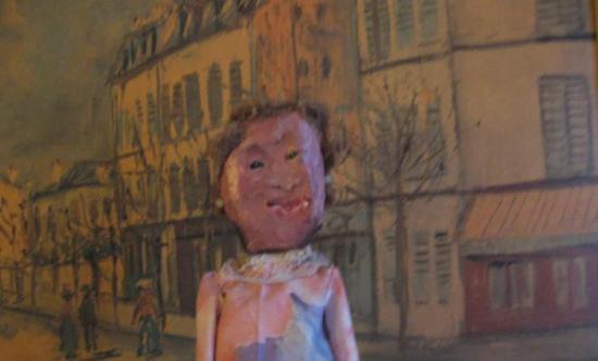 Paris Puppet; papier mache, acrylics,wool hair; circa 2000