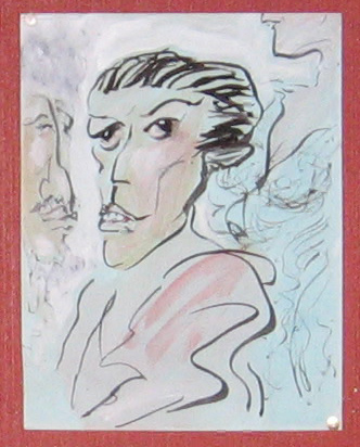 Green Face and Others; ink and paint; Oct 2008